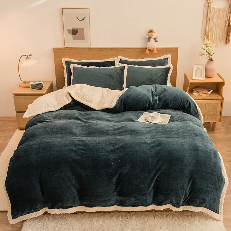 100% polyester microfiber Shaggy, Comforter Sets King Size 3 Pieces Ultra Soft Sherpa Reversible Bedding Faux FurComforter Set/