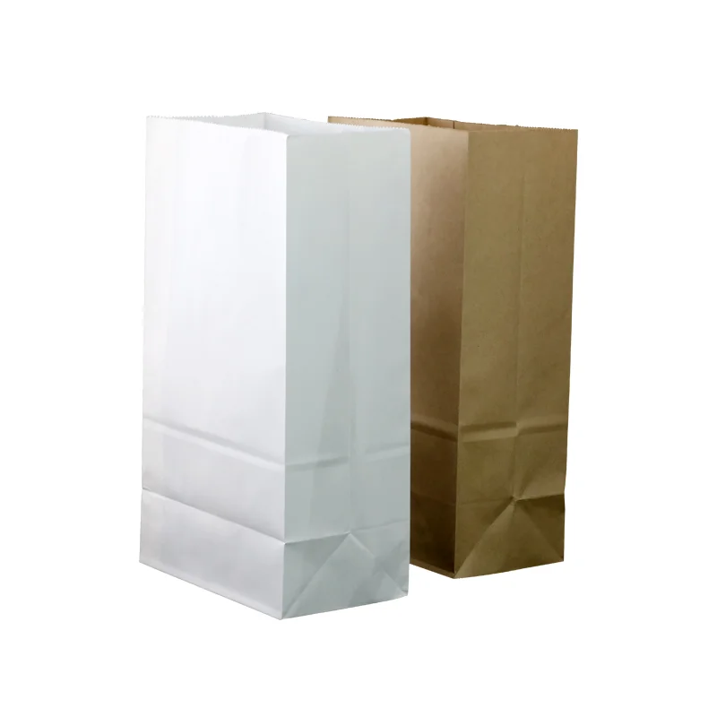 customised printing logo eco friendly square brown takeout restaurant cake popcorn fast food delivery kraft paper packaging bags