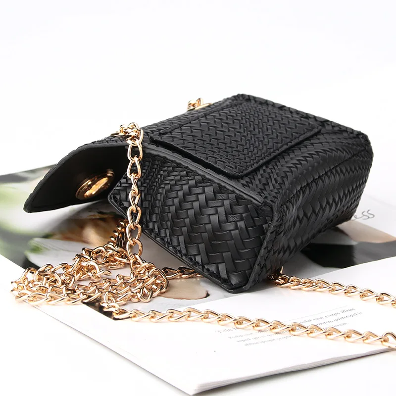 Stylish Mini Pouch Leopard Braided Chain Satchel Decorative Waist Bag Can Be Matched With Belt