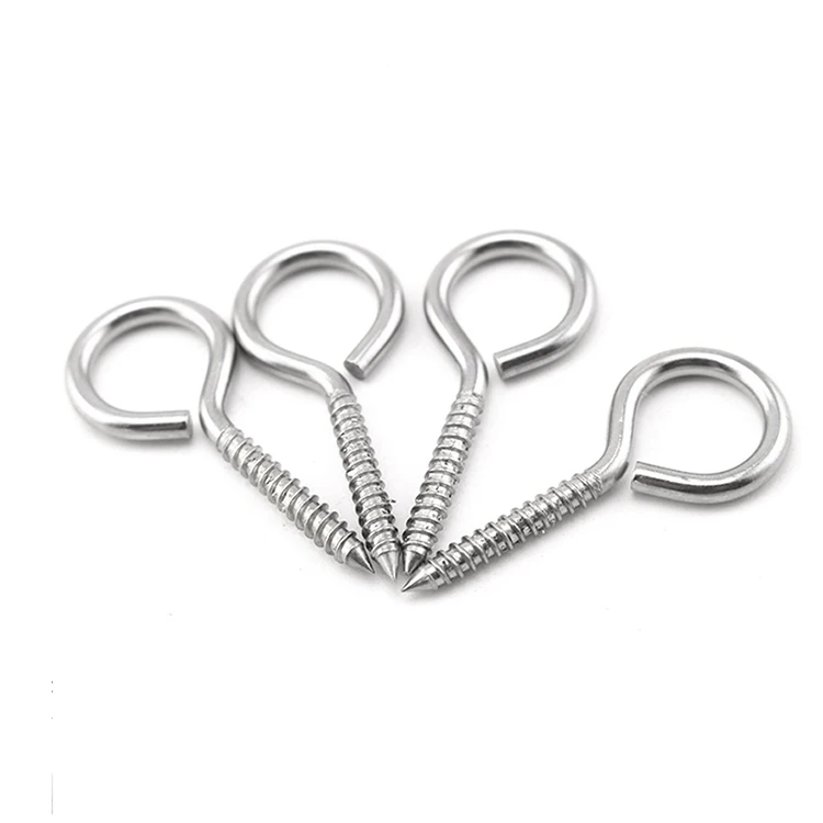 China custom 45mm m8 m10 small 316 open eyes hook screw din580 metal stainless steel self tapping sheep eye screws