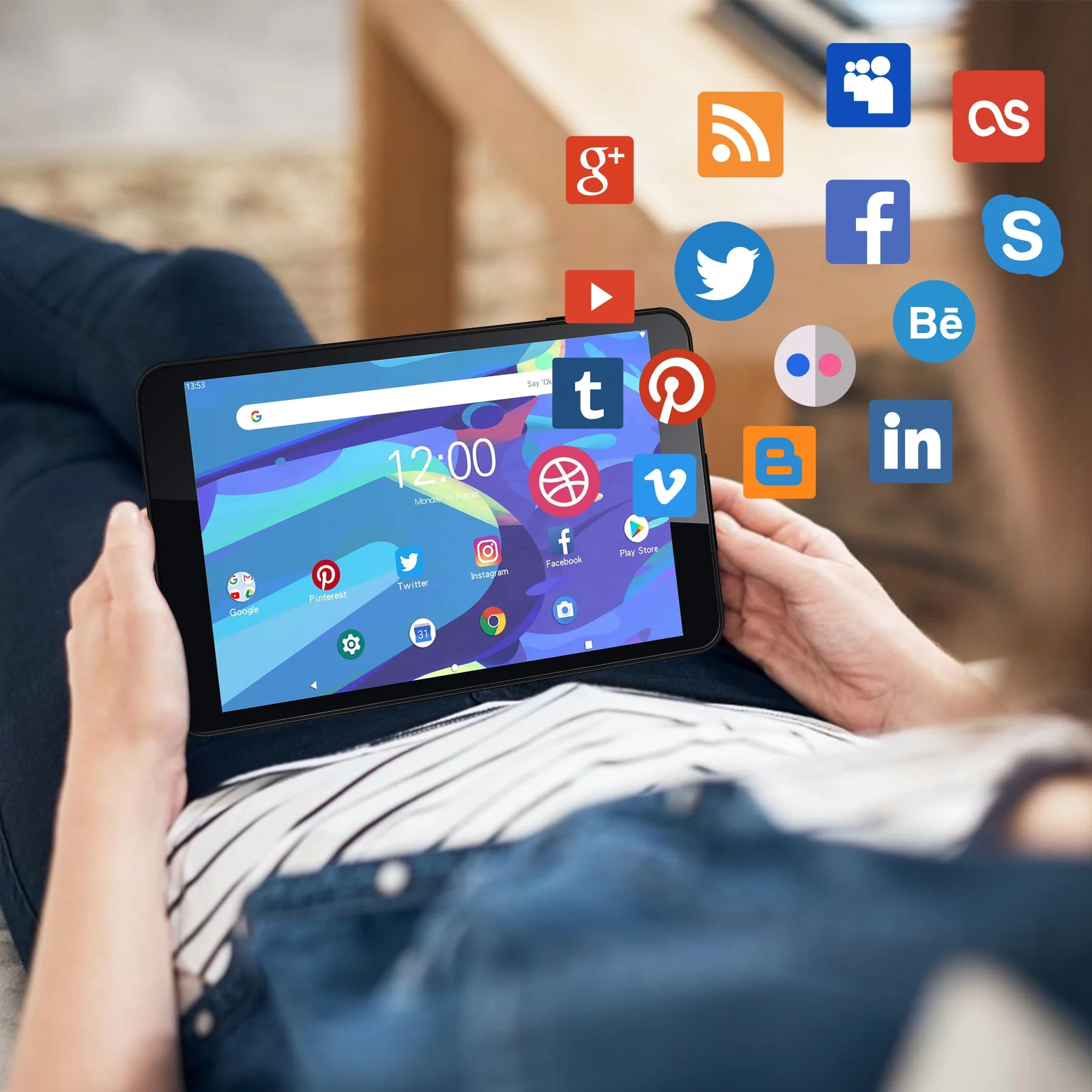 Black color 8inch android tablet pc dual camera wifi 4G for education