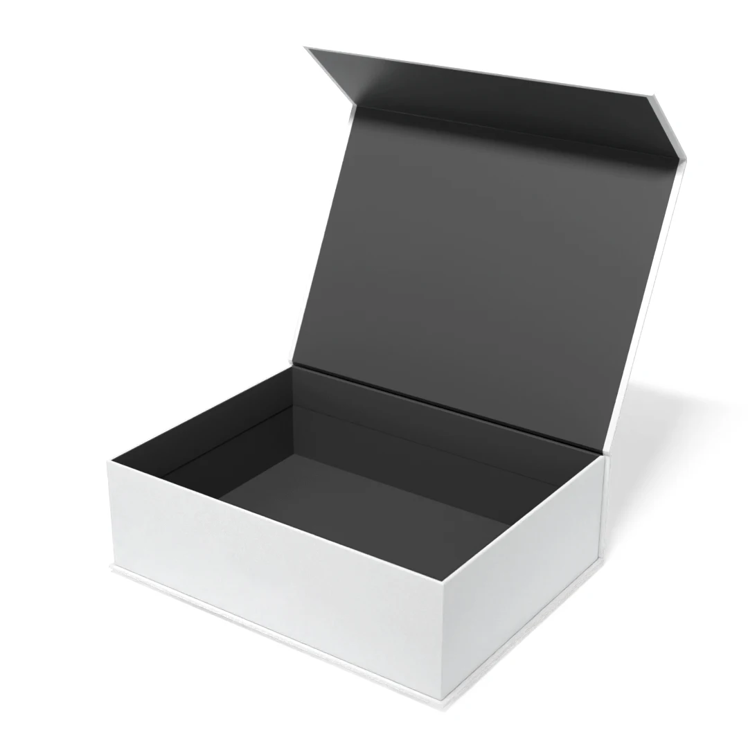 Luxury logo recycled cardboard custom packaging box folding black and white storage box foldable paper gift box magnetic