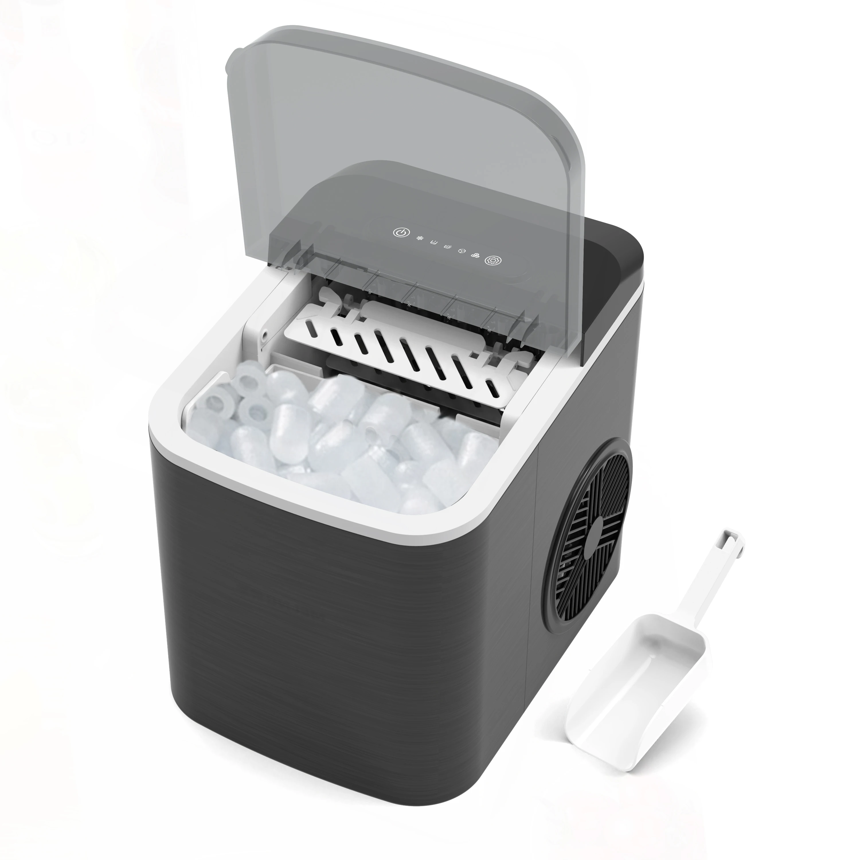 Ice Maker Machine with Ice Scoop and Basket, 2 Sizes of Ice for Smart Home Kitchen/ Office/ Bar /Party /Camping