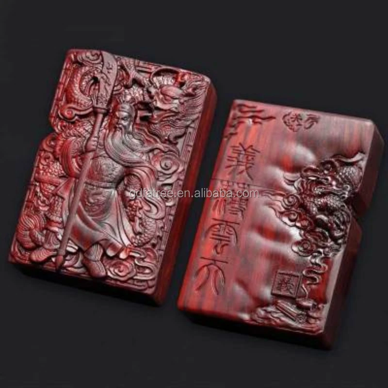 FT-812 Natural creative carved wooden lighter cover for zippo case