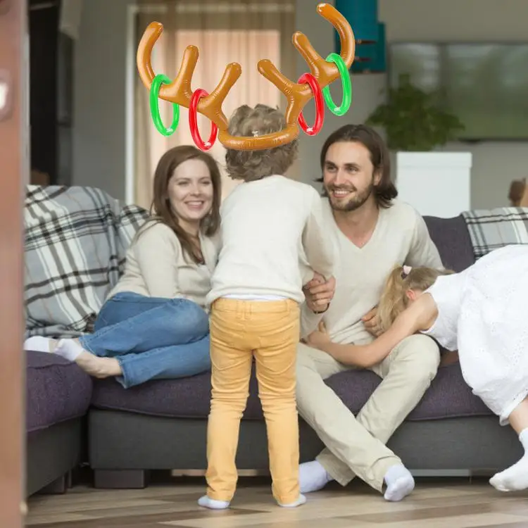  Inflatable Reindeer Antler Throwing Game Portable Durable Prop headband throwing ring toy