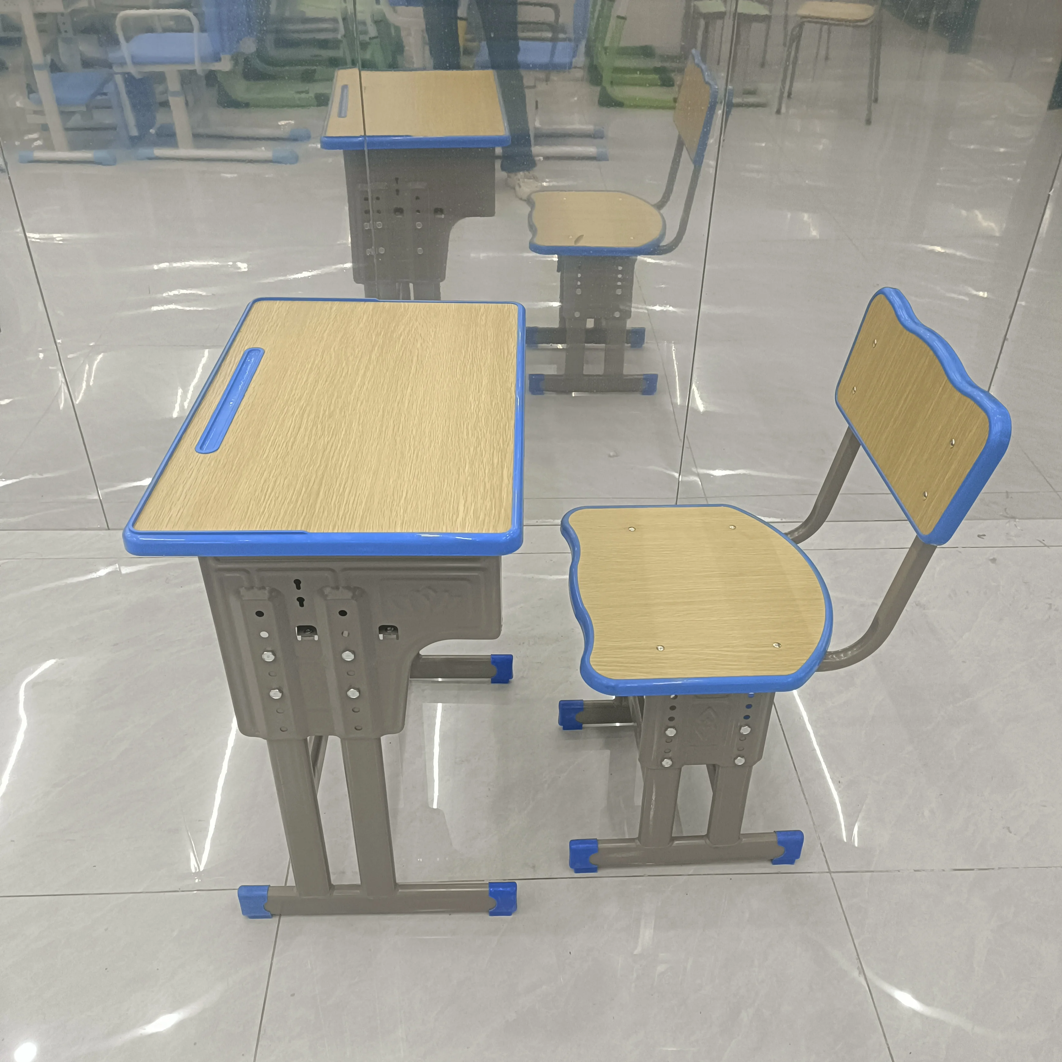 Factory supply height adjustable plastic seats school desk and chair set student furniture