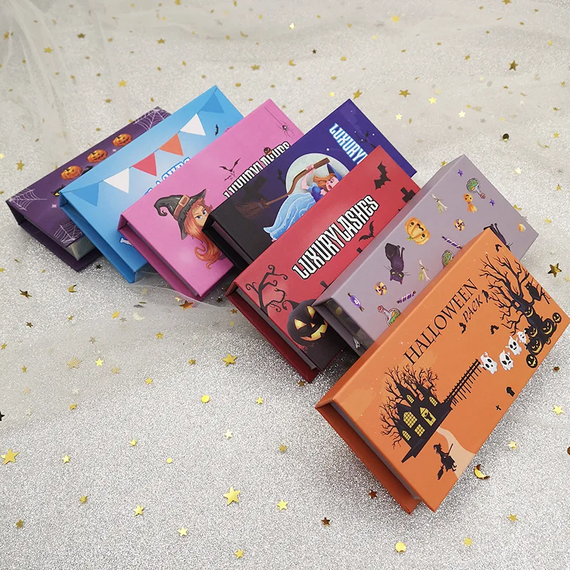 halloween christmas custom logo cardboard mink eyelash vendor cosmetic coffin gift packaging treat eye lash paper box for makeup