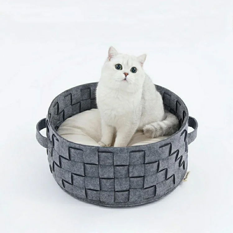 Customized Cat Bed Basket Nest Round Cotton Rope Woven Warm Indoor Pet Sleeping Bed House