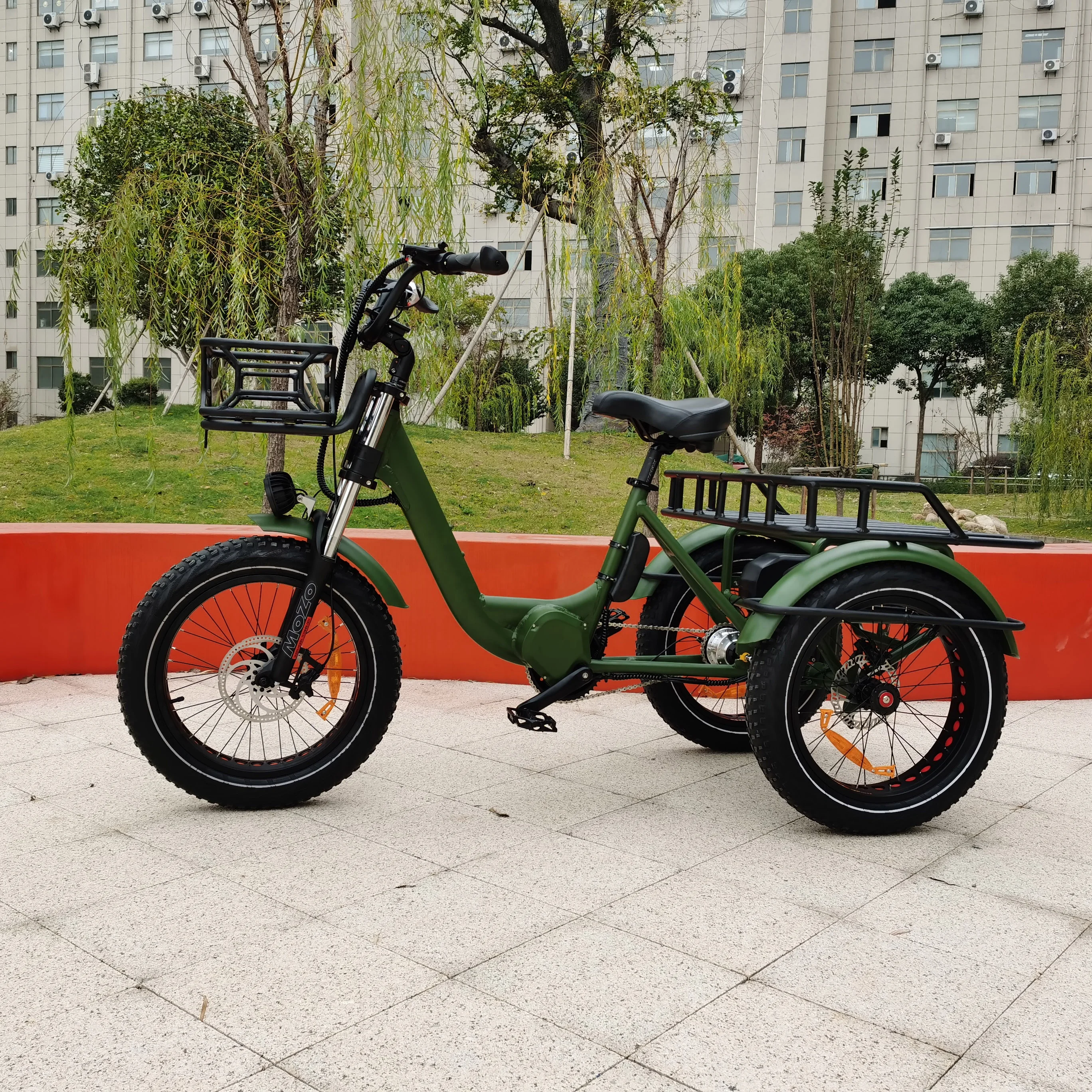 Good Quality 20inch 1000w Electric Fat Tyre Cargo Tricycle 500w Adult Mid Double Battery Electric Bike