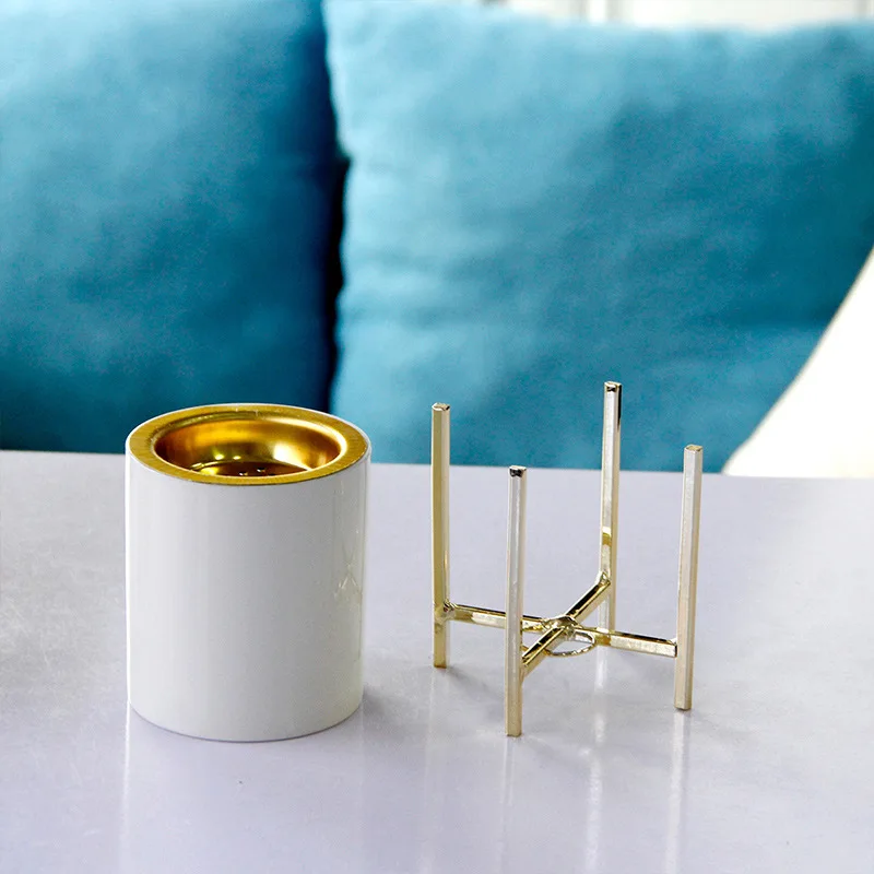 Simple modern ceramic Middle Eastern Arabic festival handheld metal incense burner black stand