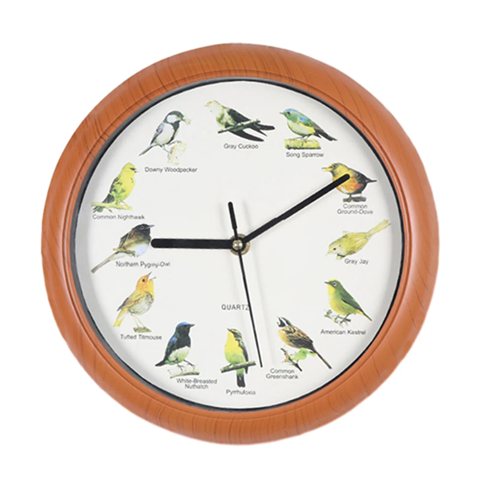 10inch Musical Birds Wall Hanging Sound Clock Quartz Singing Bird Wall Clock Battery Operated Home Decoration