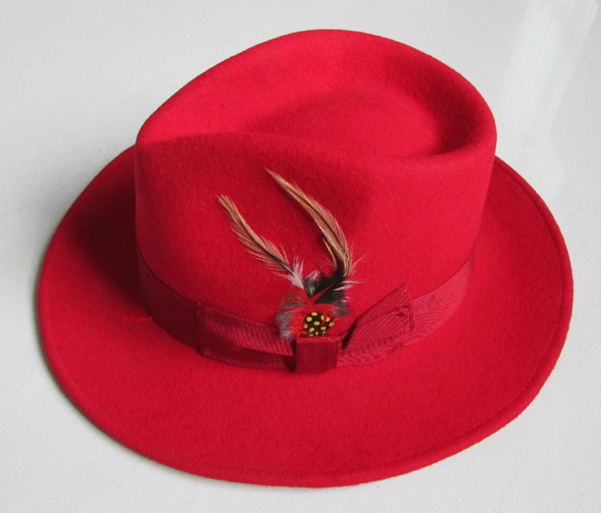 H628B Wide Brim Australian Wool Felt White Fedora Hats Adult Woolen Felt Fedora Hat Gentleman Wool Fedora Hats