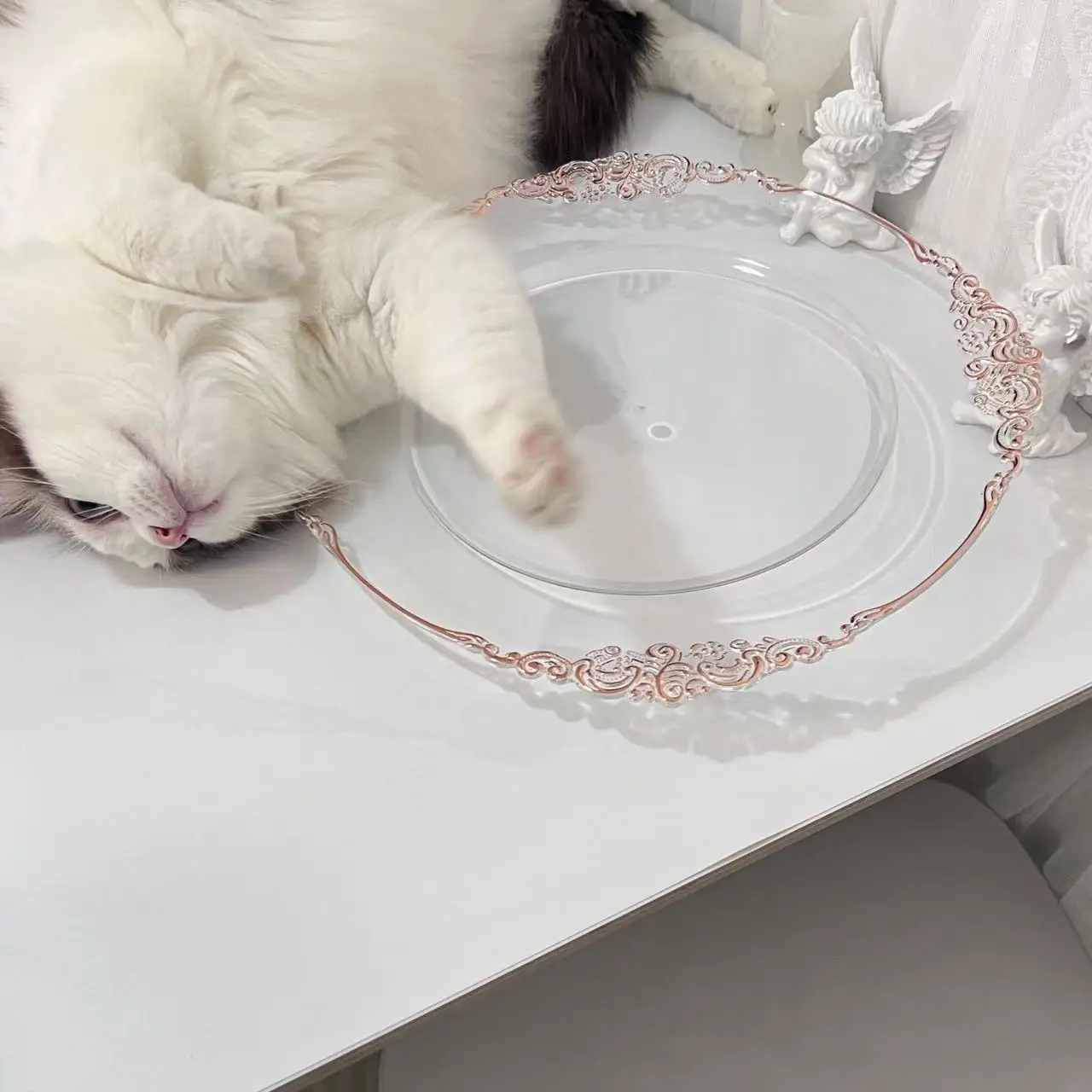 Wholesale Plastic Gold Clear wedding underplates rose gold Round Reusable Plastic dinner plate for Wedding