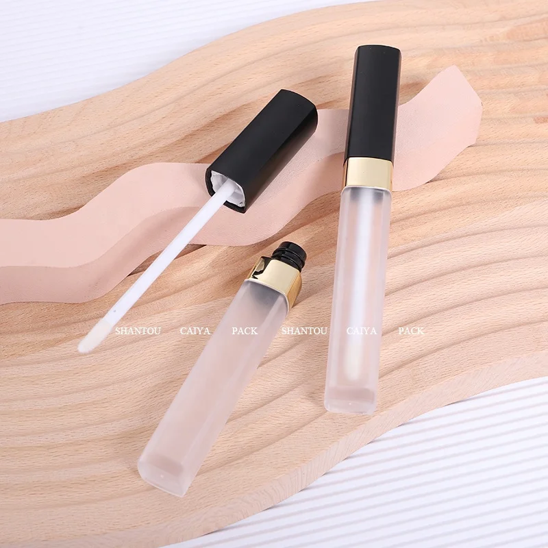 7ml Wholesale Cosmetic packaging manufacturer clear frost gold empty eyeliner tubes plastic slim square eyelashes containers