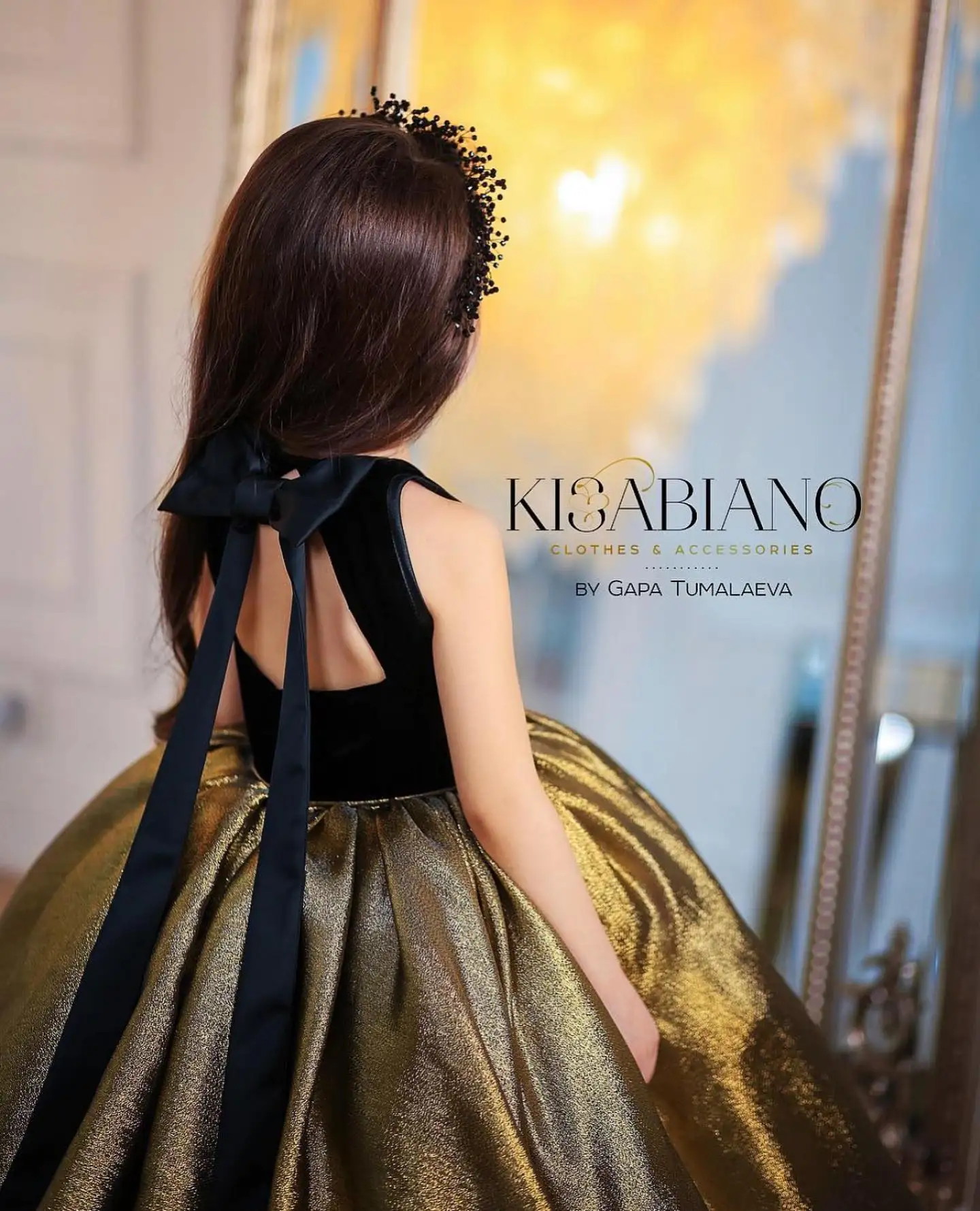 Black Velvet Gold Jacquard Wedding Flower Girl Dress Kids Princess Birthday Party Dress