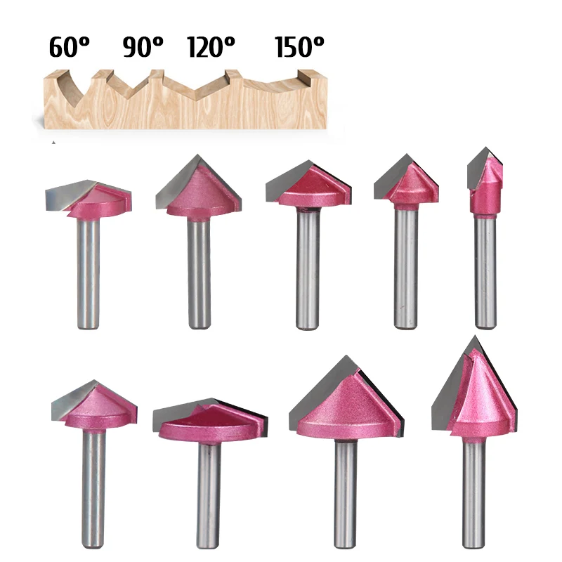Tideway CNC Router Bit Tools Face Milling Cutter Carbide 6mm Shank 3D V Bit Woodworking V-groove Cutting Bit For CNV Router