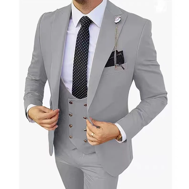 grey mens suits 3 piece slim fit mens wedding jacket formal suit for men new design