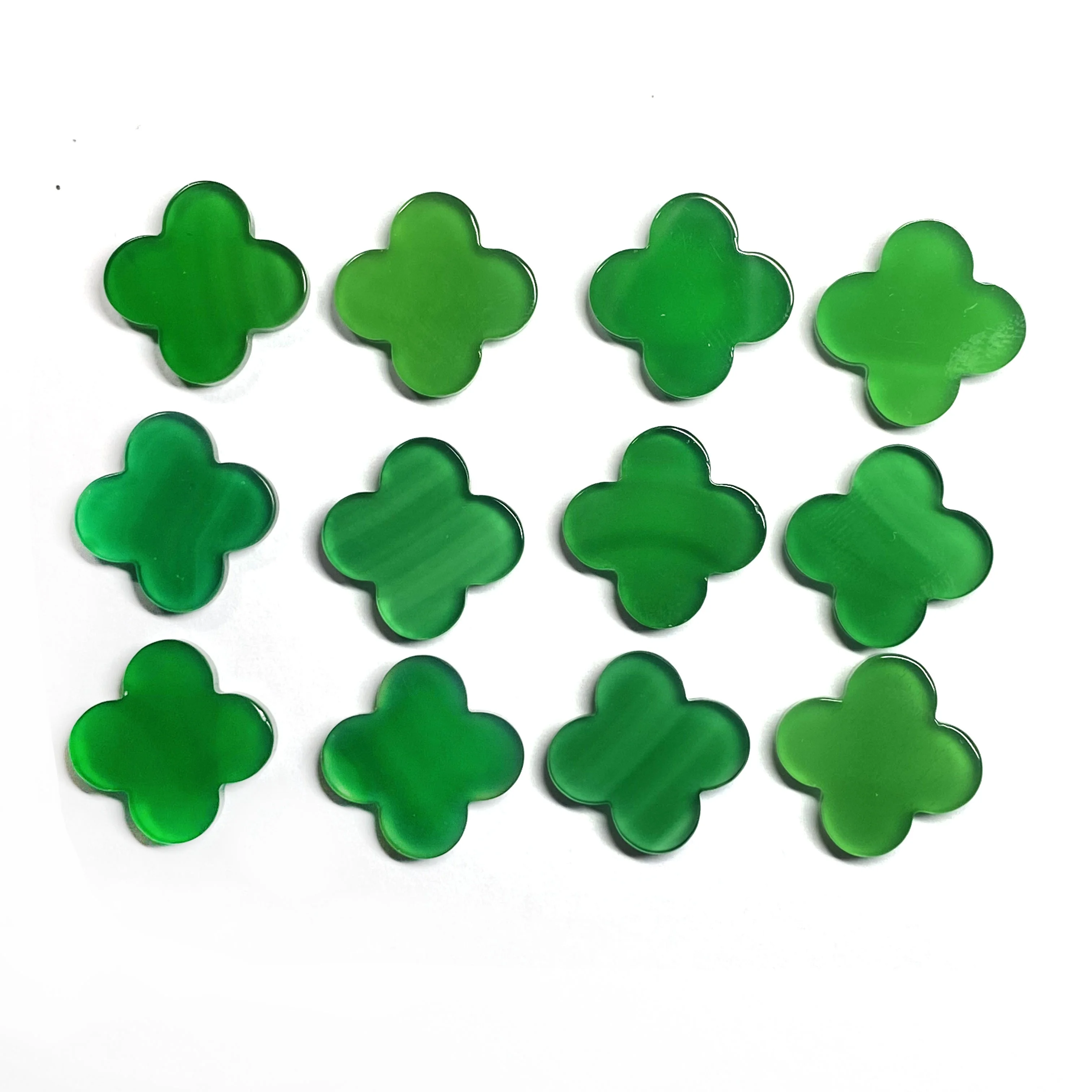 Wholesale Price Natural green agate clover stone clover jade for Jewelry Making