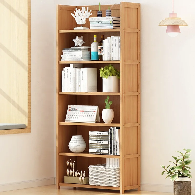 Haichuan modern simple design bamboo wooden 3-5 level bookshelf for office room bookcase