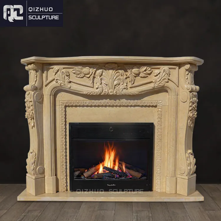 antique egypt hand carved victorian insert beige cream marble fireplace surround