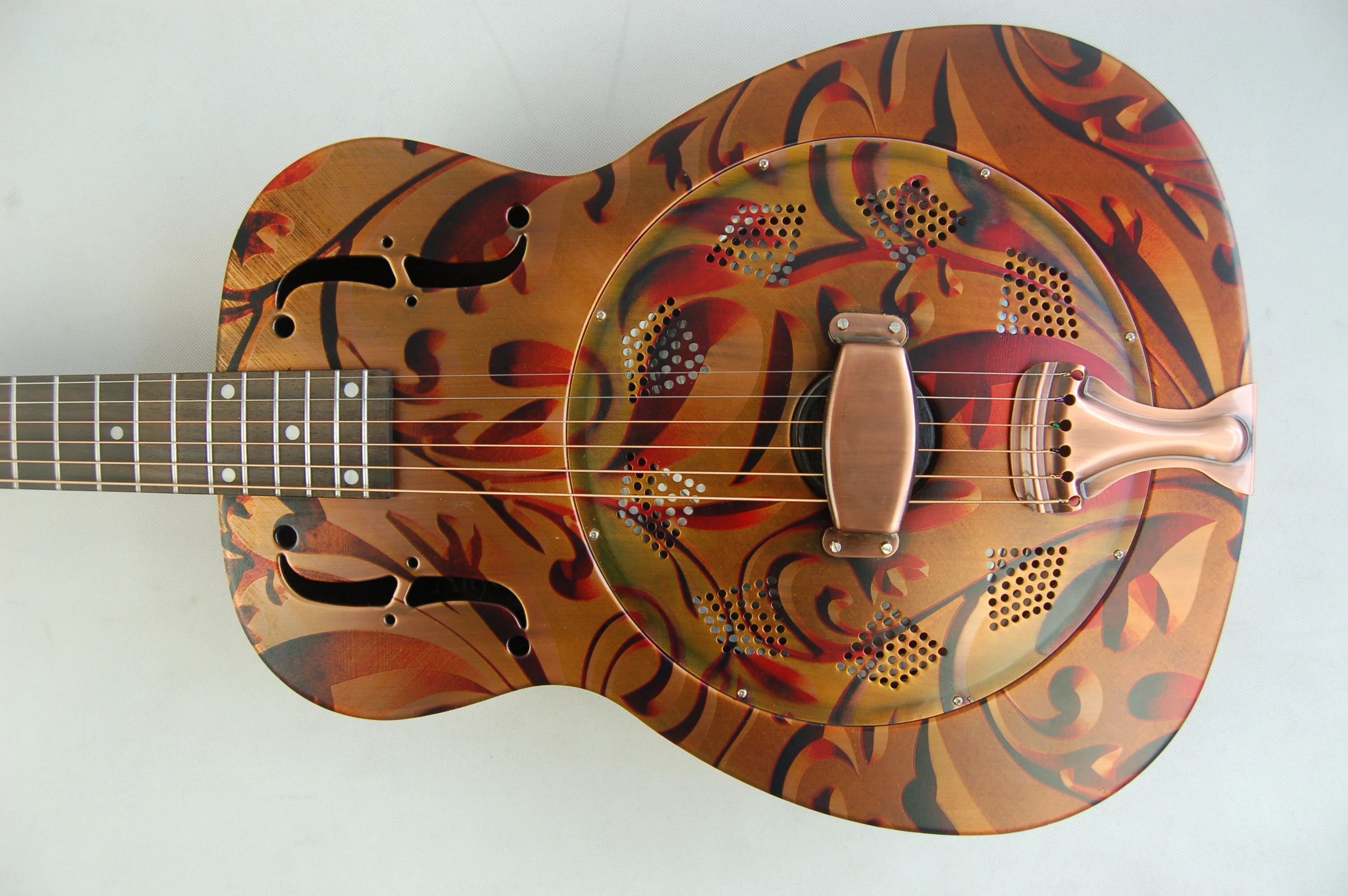 
Kinglos brass resonator with mahogany double neck electric mahogany bass guitar 