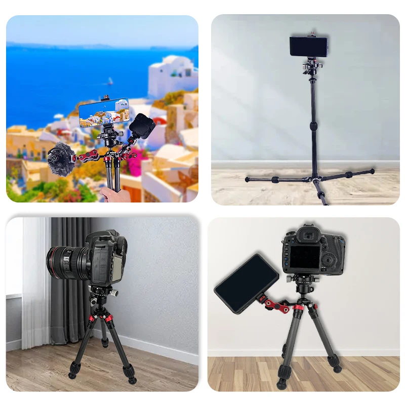 Carbon Fiber Tripod Extended Professional Table Stand Camera Live Tripod Adjustable Height with 1/4 Screw Tripod for SLR Camera