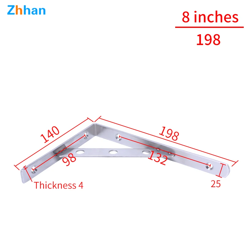 Wall Bracket Heavy Duty Shelf Bracket/aluminum for Wood Factory Customized 8 Inches 4mm Thickness Triangle Bracket Standard