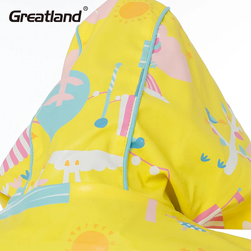 High quality student yellow pattern raincoat custom student children raincoat