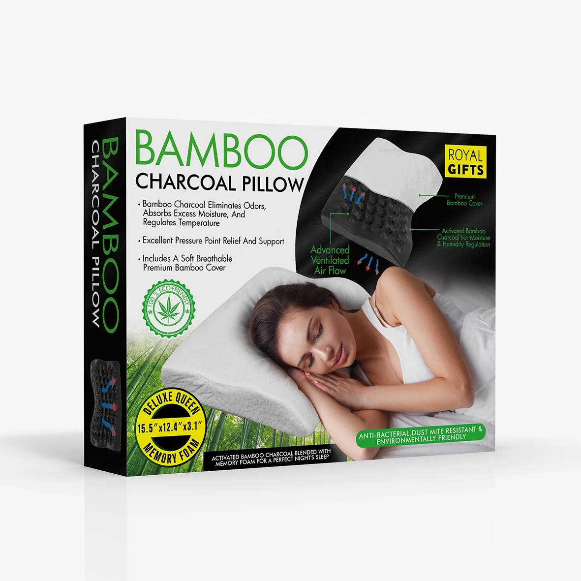 Factory Wholesale High Value Bamboo Charcoal Memory Foam Sleeping Bed Pillow