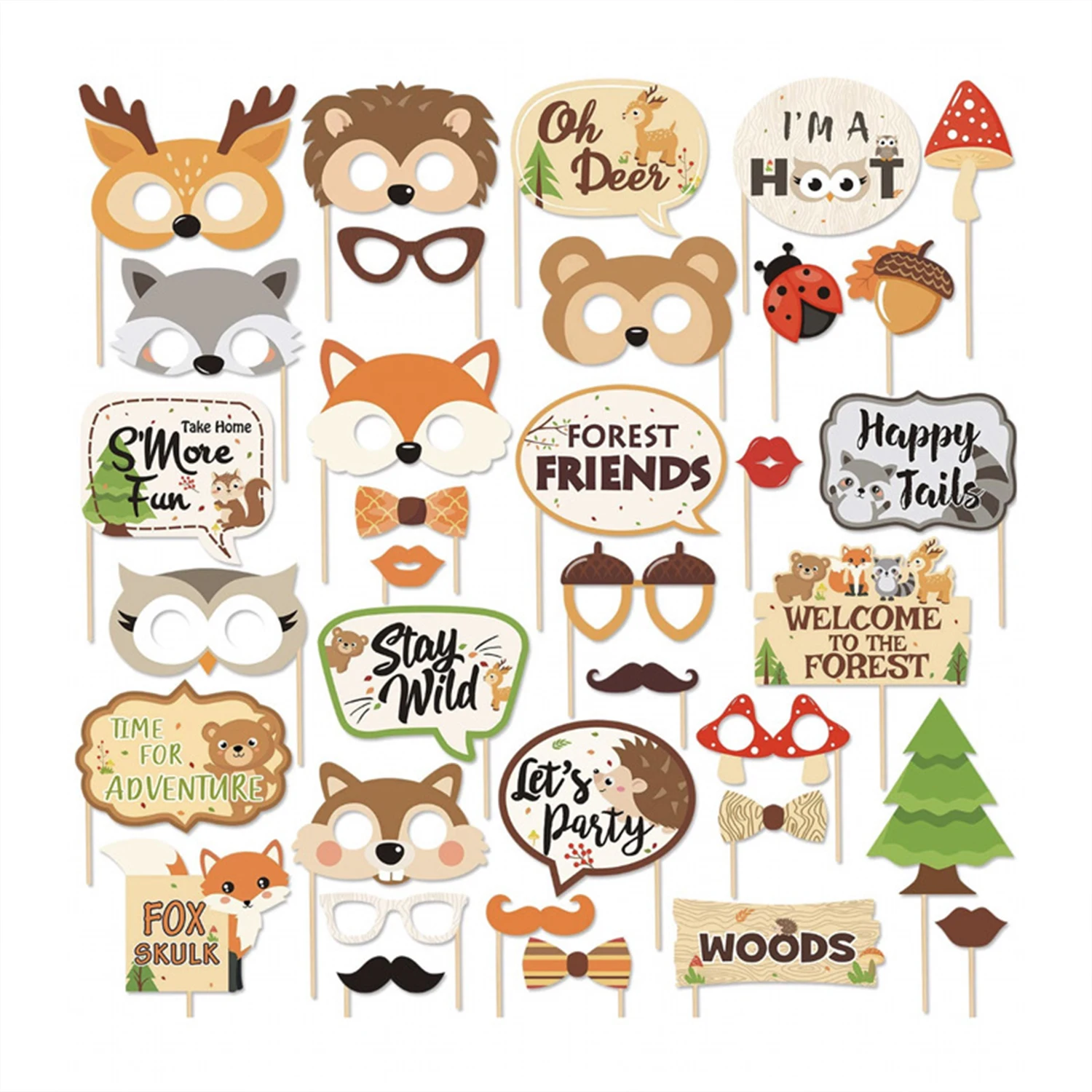 Partycool Custom Woodland Theme Party Birthday Party Animal Eye Decoration Supplies For Kids Adults Photo Props Half Face Mask