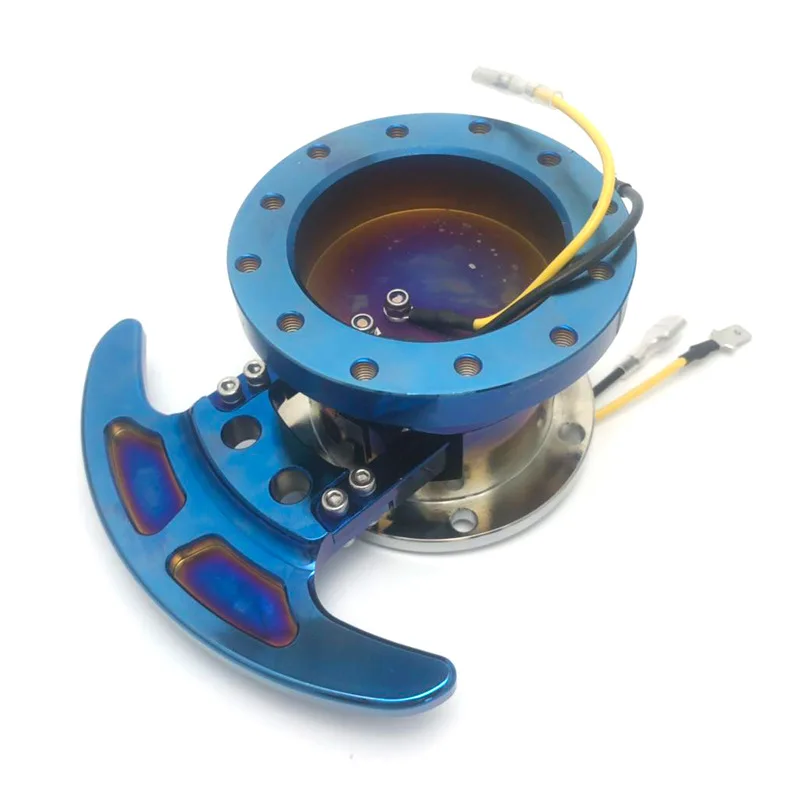 Titanium Blue Universal Racing Aluminum , Steering Wheel Quick Release Hub Tilt Up Of Steering System