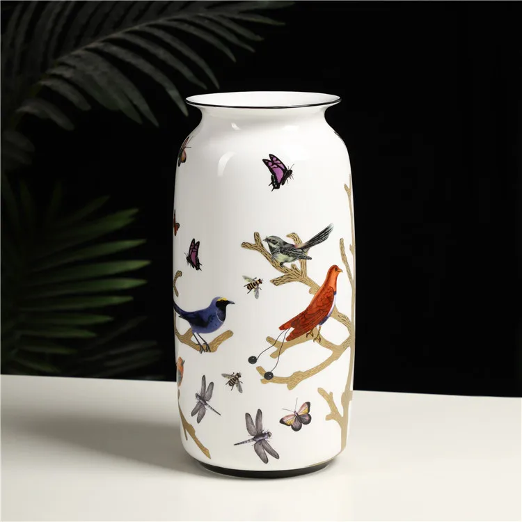 Luxury oriental bone china material fancy flower floral vase for home and hotel
