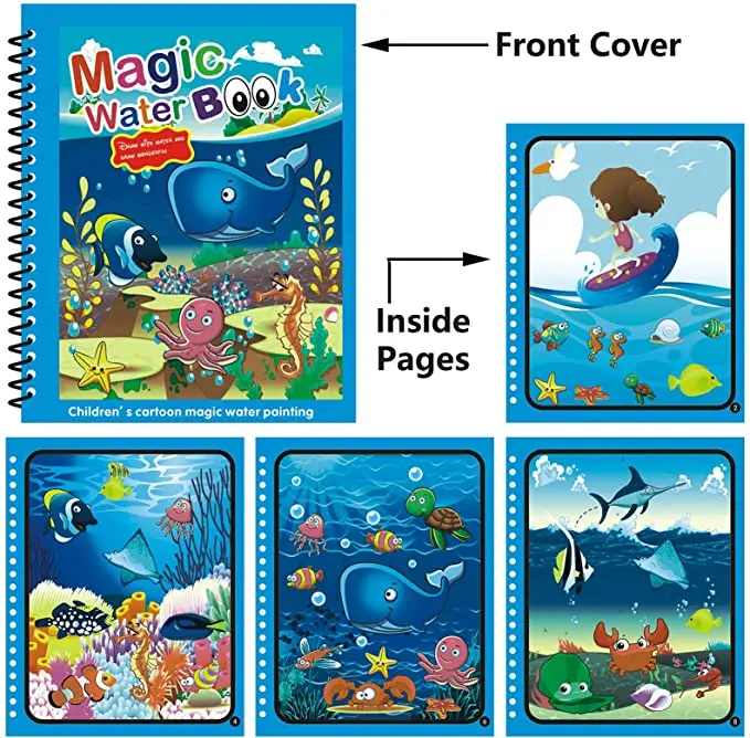 Educational Toy Reusable Doodle Mat Magic Water Drawing Book for Kids Opp Bag Cartoon Picture Water Books 5 to 7 Years /