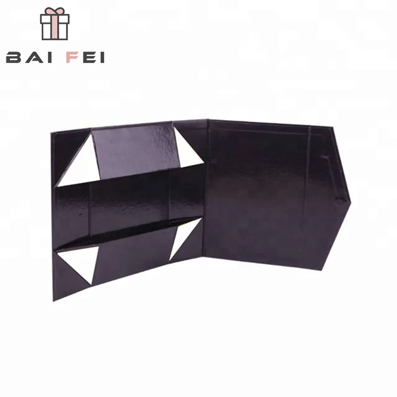 
Luxury Custom Black Magnetic Lid Closure Folding Box With Magnetic Closure paper box factory 