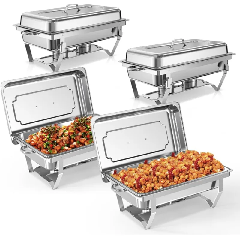 Food Warmer 3 Divider Food Grade Chaffing Dish Stainless Steel Kitchen Accessories Metal Multifunction CLASSIC Square Hand Blown