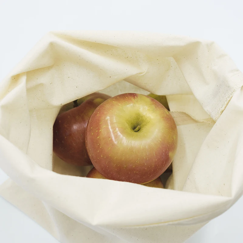 Linen Bread Storage Bags Reusable Organic Cotton Drawstring Bag Eco-friendly Cotton Produce Bag