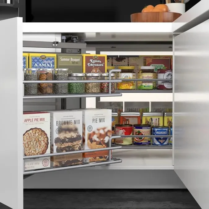 Soft closing  Kitchen Cabinet Organizers Nano Sliding Wire Shelves 2-Tier Magic Corner for Kitchen Corner
