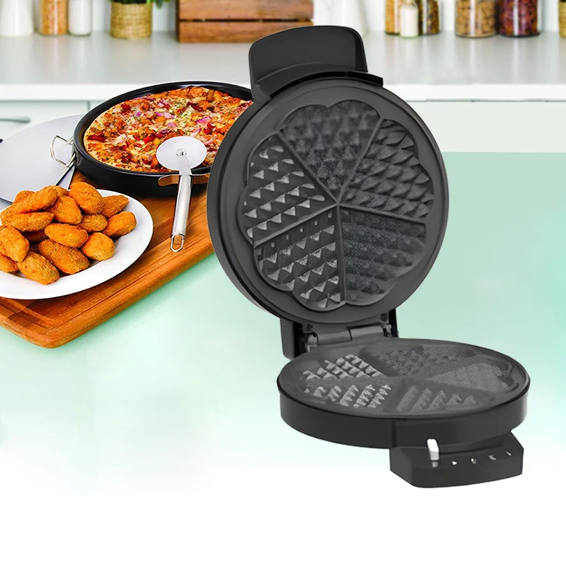 Electric Home Breakfast Heart or Round Waffle Plate Temerpature adjustable with 6 Gears Cool Touch Kitchen Cookware Waffle Maker