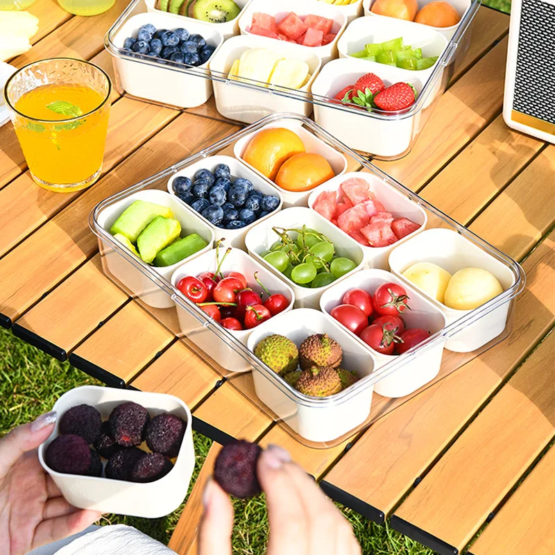 Fruit Plastic Divided Fresh Produce Saver Airtight Food Storage Containers with Lids Divided Serving Veggie Tray with Handle