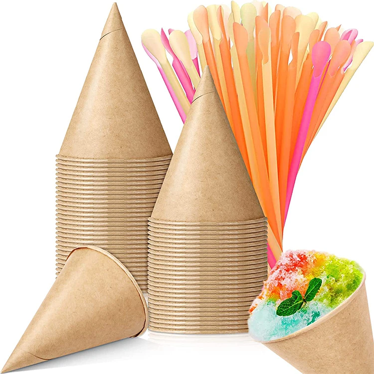 Custom Disposable Cone Water Paper Cups Biodegradable 6oz Ice Cream Kraft paper Cups
