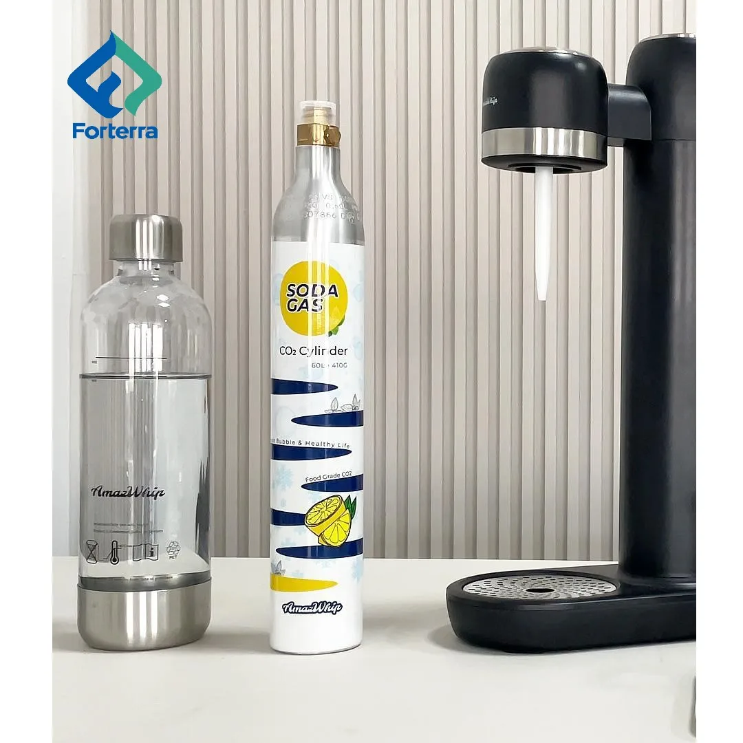Sparkling Water 0.6L 425g Aluminum CO2 Gas ISO Standard Food Grade CO2 Gas Bottle for Soda Water Maker