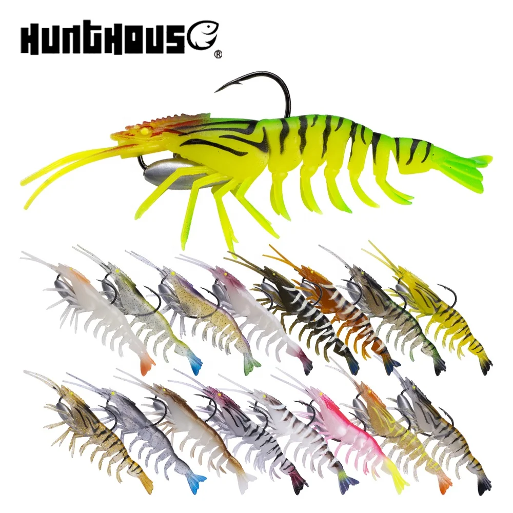 OEM 160mm 27.6g Artificial Soft Shrimp Lures Sinking Flick Prawn Silicone Shrimp Baits Soft For Sea Bass
