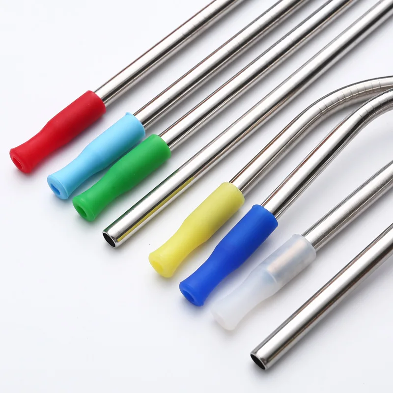 Metal Straws Silicone Tips Colorful Silicone Straw Tip Covers Fit for 6 mm 8mm Wide Stainless Steel Metal Straws