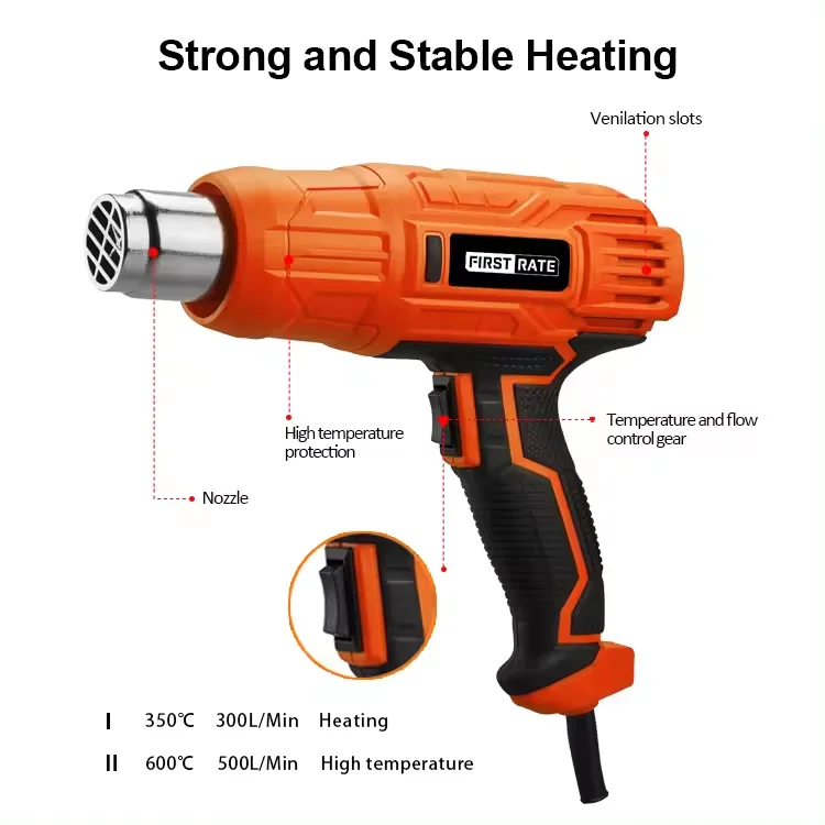 Factory Industrial Switch Rated Voltage Heat Gun Hot Air Gun for Welding & Shrink Applications