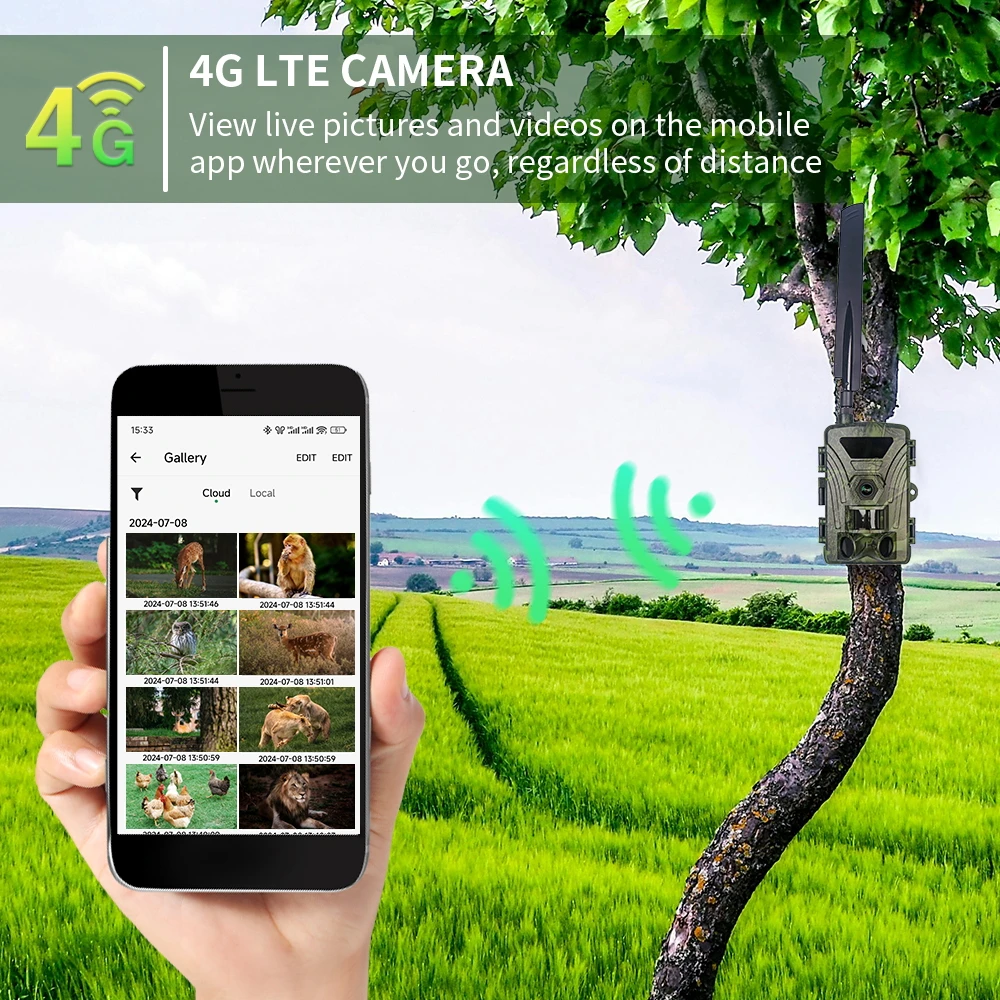 APP ICloud 60MP 4K 120degree Wide lens LTE 4G Cellular Trail Camera