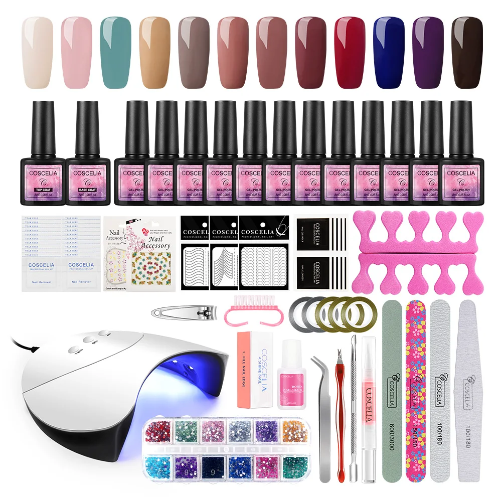 COSCELIA Гель-лак 2021 Новые поступления стартовый набор 36 Вт лампа инструменты для ногтей