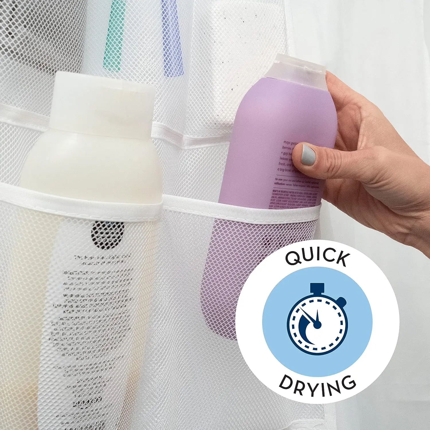 Mesh Bath Organizers for Shower with Hook Quick Dry Hanging Shower Caddy College Bath Storage with 6 Pockets for College