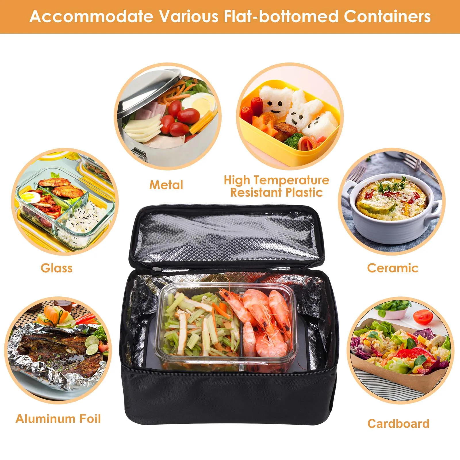mini portable food cooker multi-function electric warmer for tempered glass container 12V 24V 110V 220V