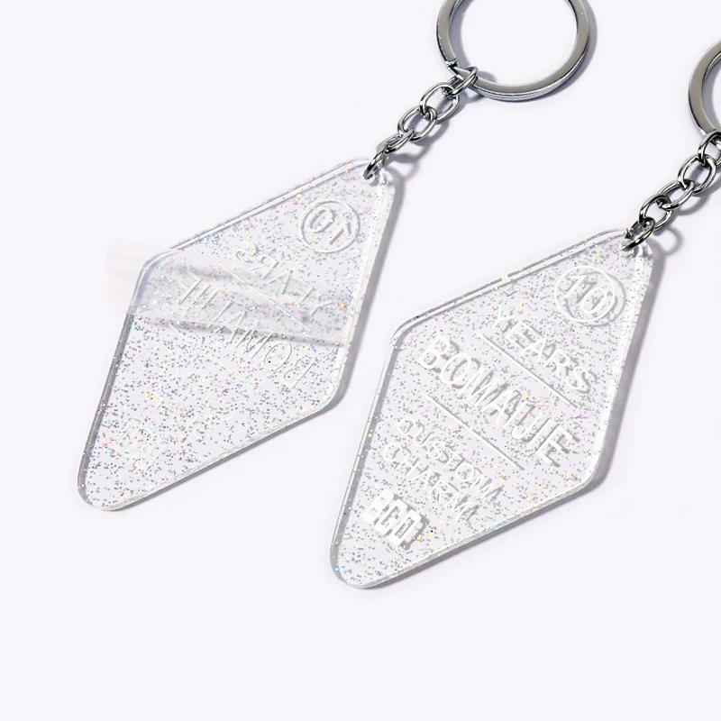 BOMAIJIE, персонализированные пластиковые, сделанные на заказ, прозрачные акриловые рекламные подарки, качественные подвески, акриловые брелки на заказ с двойной стороны