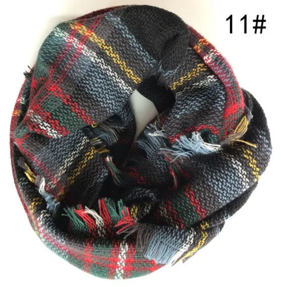 Acrylic infinity scarf plaid neck warmer wholesale women winter scarf